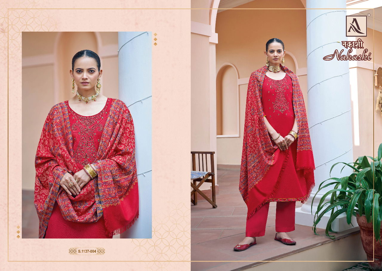 Alok Nakashi Festive Wear Wholesale Pashmina Dress Material
